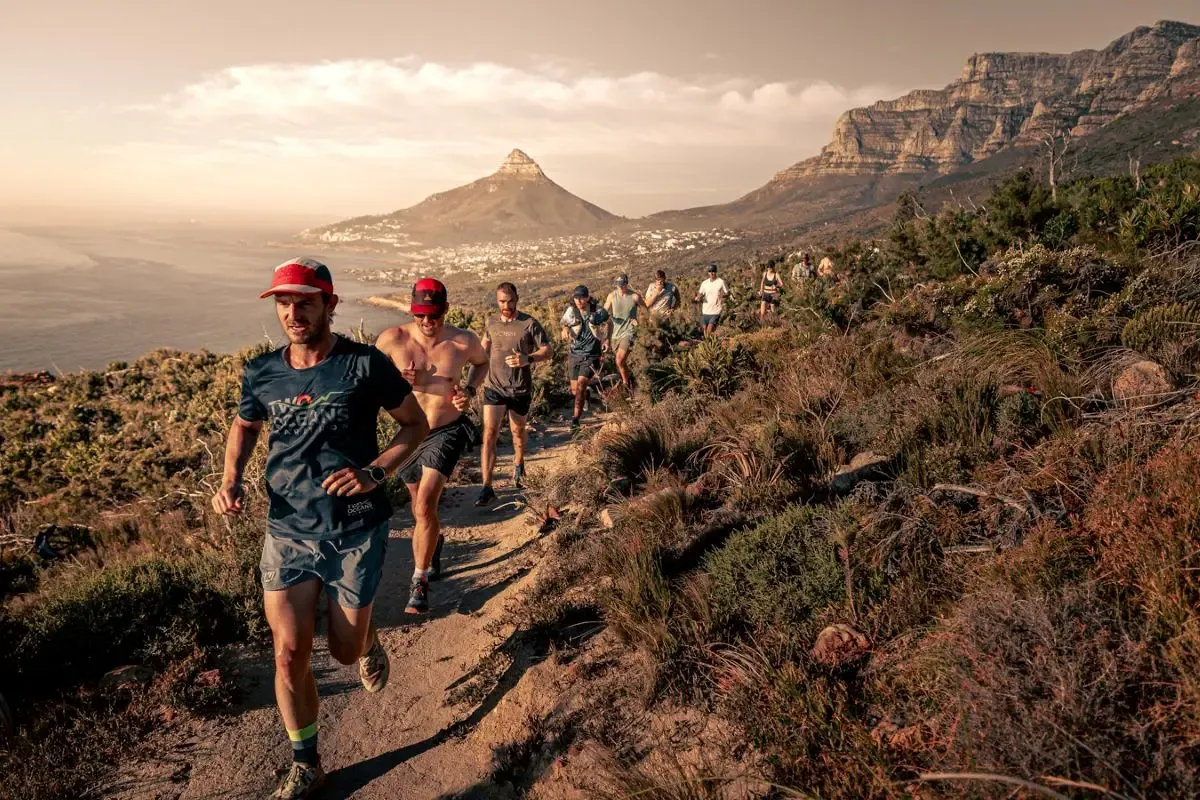 Trail Leopards Running Club Group Run in Cape Town with Lion's Head in the background